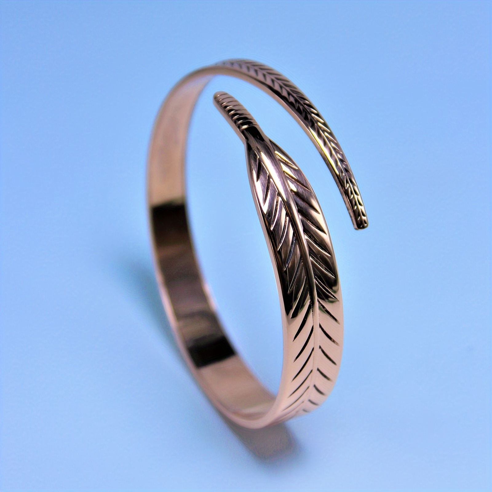 Boho Copper Cuff Bangle No Plating Leaf Daily Wear & Gift